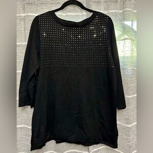 Cable & Gauge Black Knit Top with Silver Studs